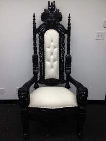 Black and White King Throne Chair