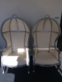 Silver Canopy Style Throne Chairs