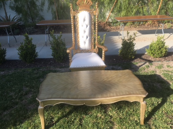 Queen chairs with gold table
