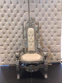 Silver on White King Throne Chair